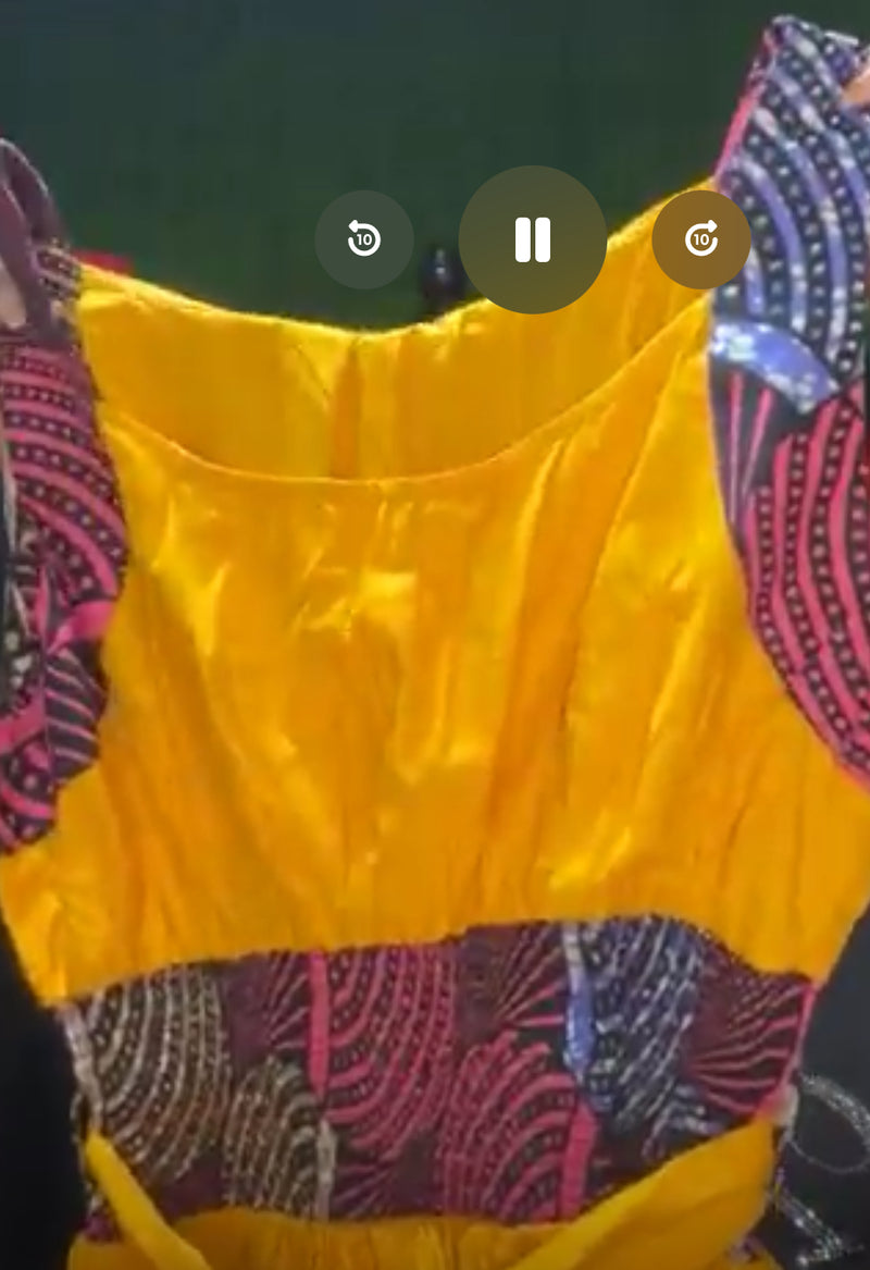 Yellow dress with African trim